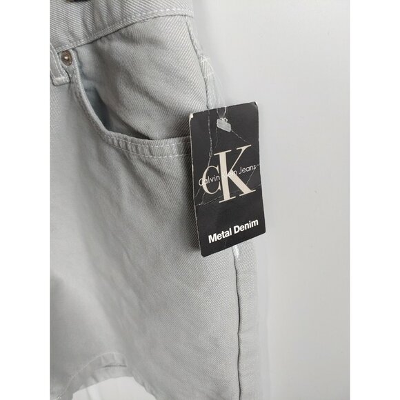 NWT VTG Calvin Klein Low Rider Sz 8 Shorts New Gray Metal Denim Mid Rise - Picture 4 of 9